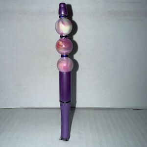 Handmade Beaded Pen- Purple Marble Resin Beads
